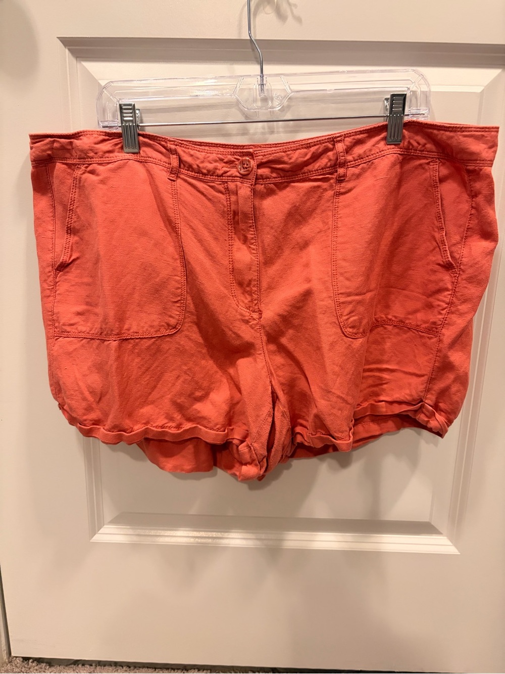 LOFT Coral-Orange Button Shorts